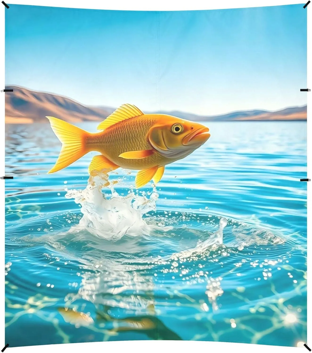 Burbuja Goldfish Jumping Out of Water Beach Canopy Windproof Beach Tent Sun Shade with 4 Sandbags & Sand Shovel, Portable Sun Shelter for Family Camping Picnic