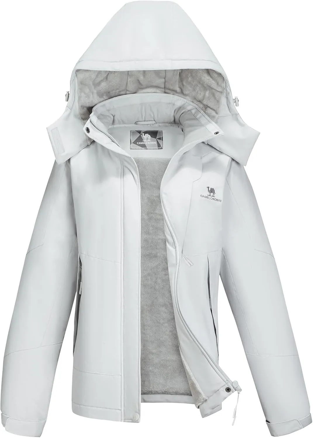 CAMEL CROWN Womens Winter Coat Waterproof Ski Jacket with Fleece Lining Windproof for Snow Rain Outdoor Hiking Mountain