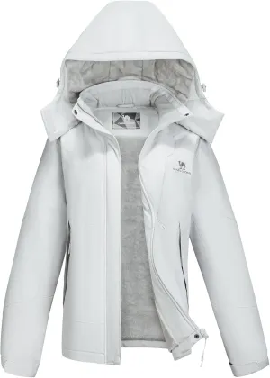 CAMEL CROWN Womens Winter Coat Waterproof Ski Jacket with Fleece Lining Windproof for Snow Rain Outdoor Hiking Mountain