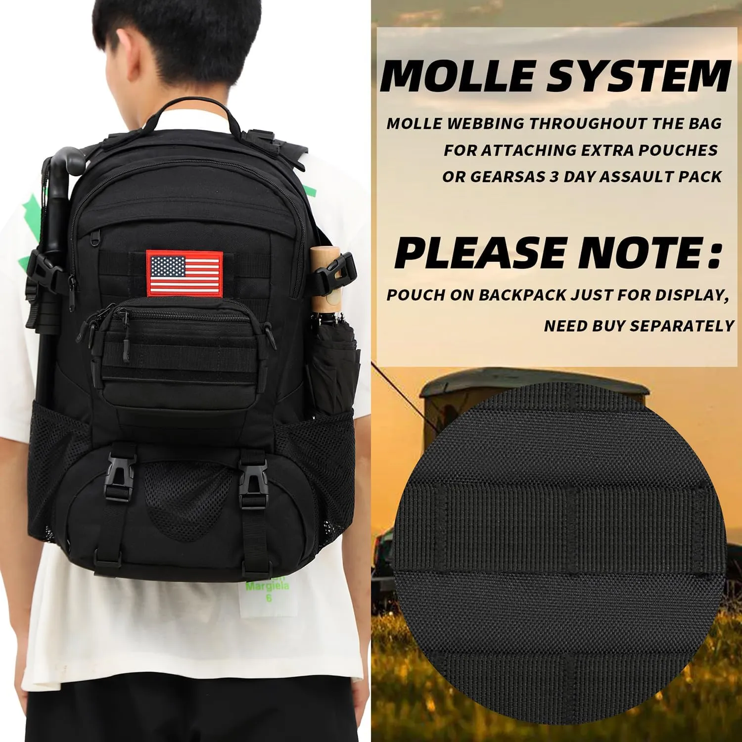 Camo Backpack,Small Tactical Backpack for outdoor,Military Teen Boys Backpacks for School 30L