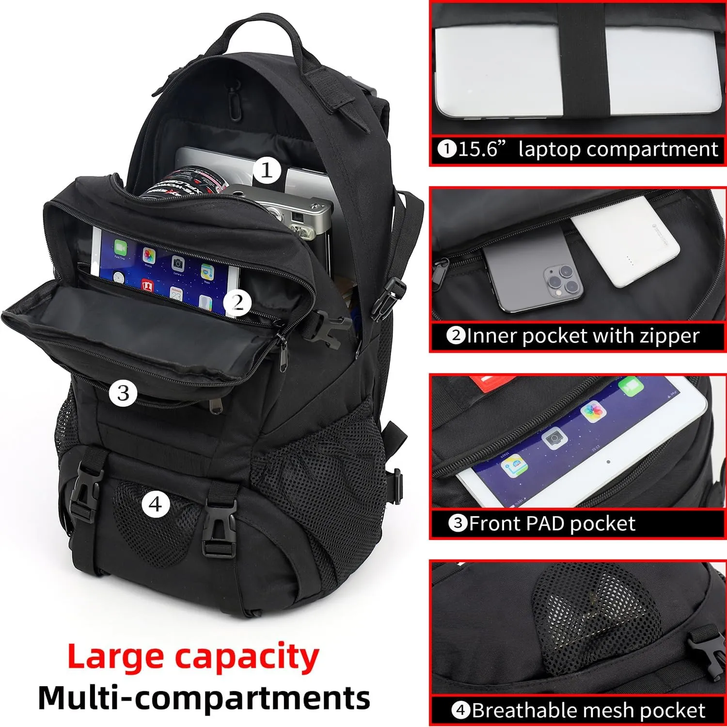 Camo Backpack,Small Tactical Backpack for outdoor,Military Teen Boys Backpacks for School 30L