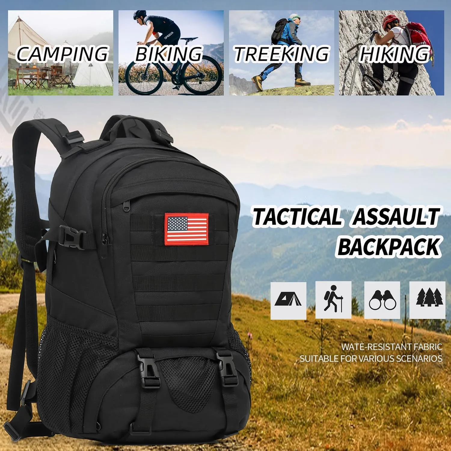 Camo Backpack,Small Tactical Backpack for outdoor,Military Teen Boys Backpacks for School 30L