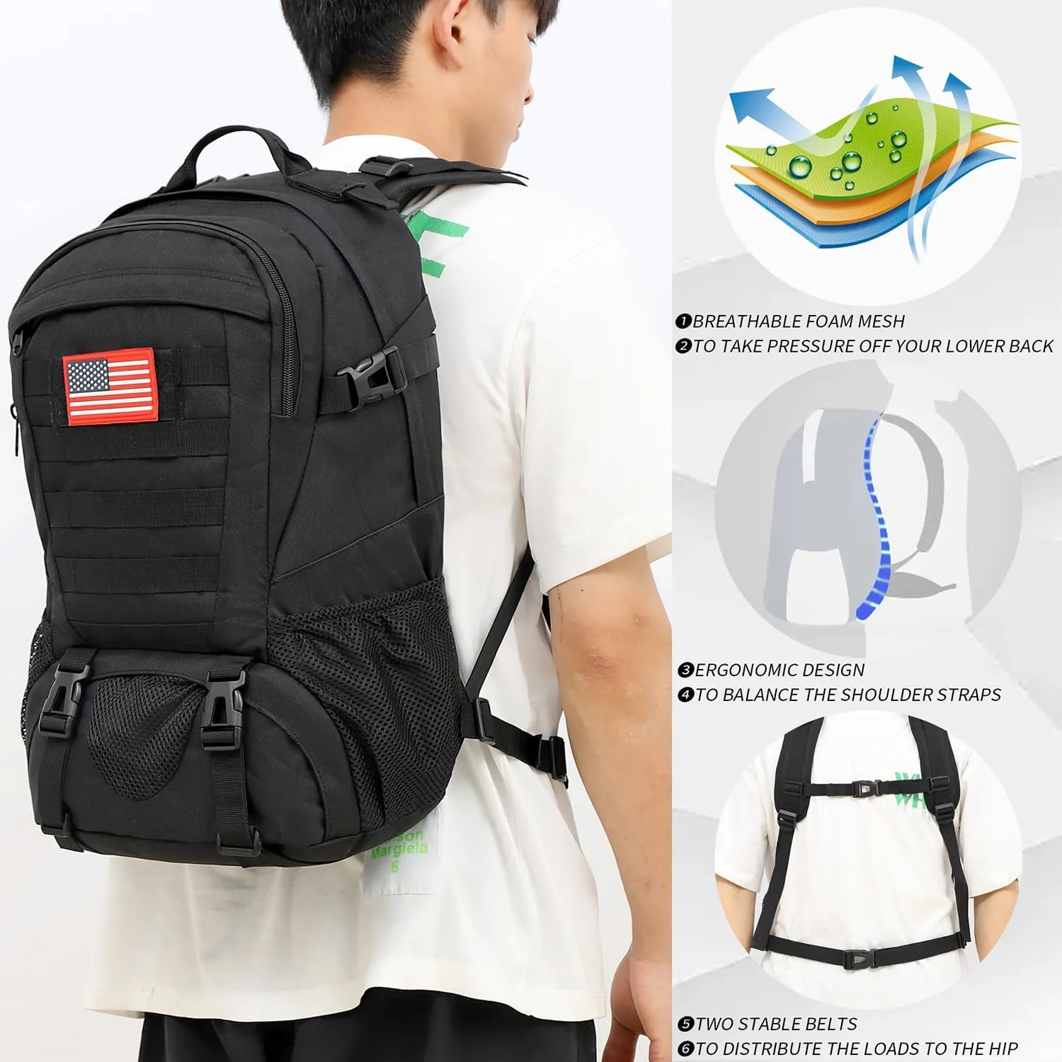 Camo Backpack,Small Tactical Backpack for outdoor,Military Teen Boys Backpacks for School 30L
