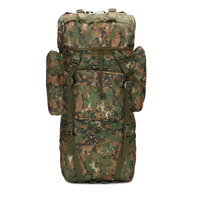 Camouflage 65L Water-Resistant Backpack for Hiking and Camping