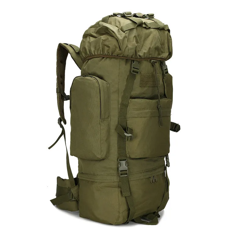 Camouflage 65L Water-Resistant Backpack for Hiking and Camping