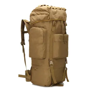 Camouflage 65L Water-Resistant Backpack for Hiking and Camping