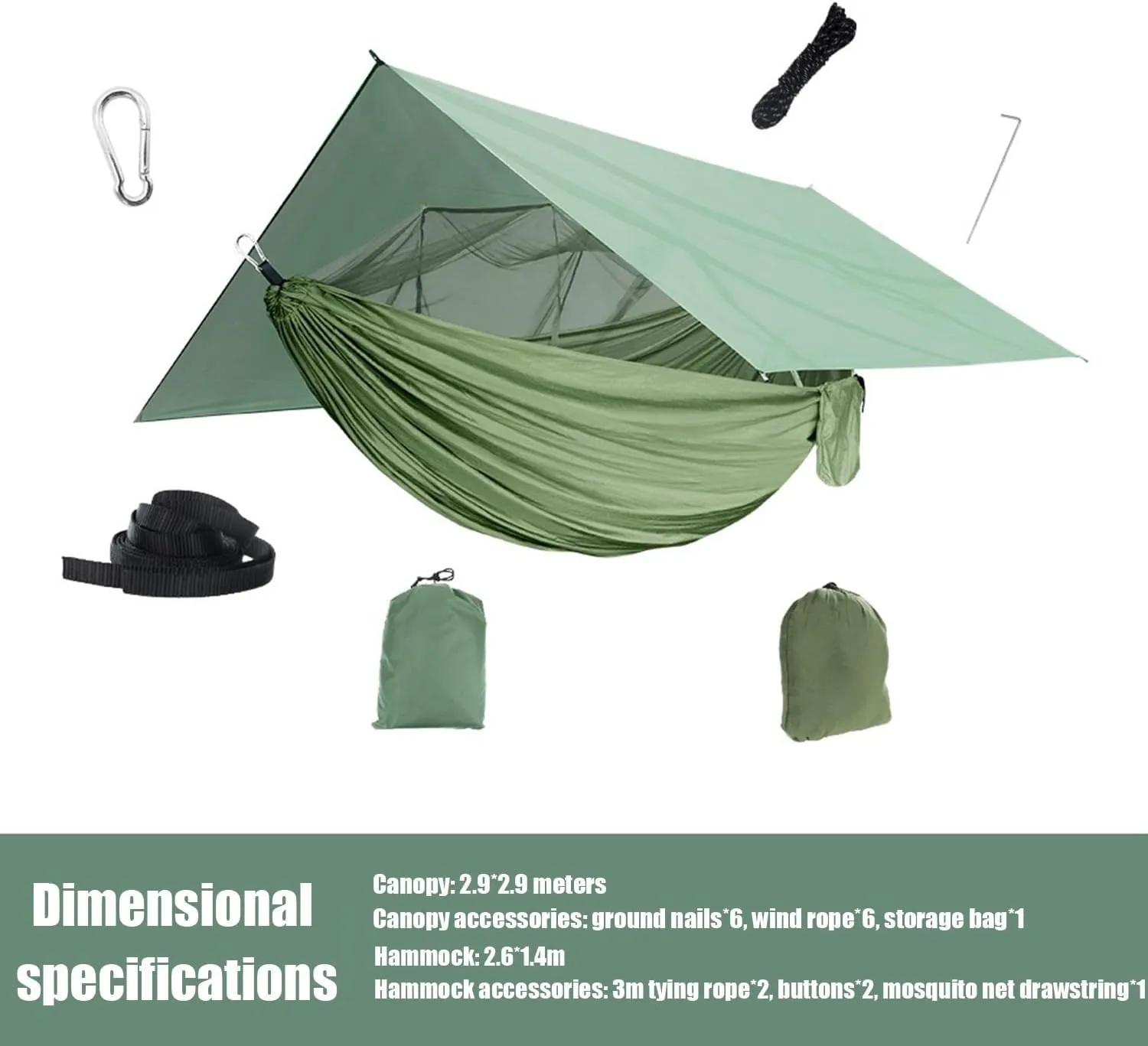 Camping Hammock Set Portable Single Hammock,Camping Hammock with Mosquito Net, Parachute Cloth Hammock for Camping, Backpacking Hikes, Outdoor Backyard (Color : C)
