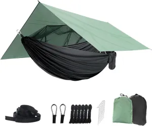 Camping Hammock Set Portable Single Hammock,Camping Hammock with Mosquito Net, Parachute Cloth Hammock for Camping, Backpacking Hikes, Outdoor Backyard (Color : C)