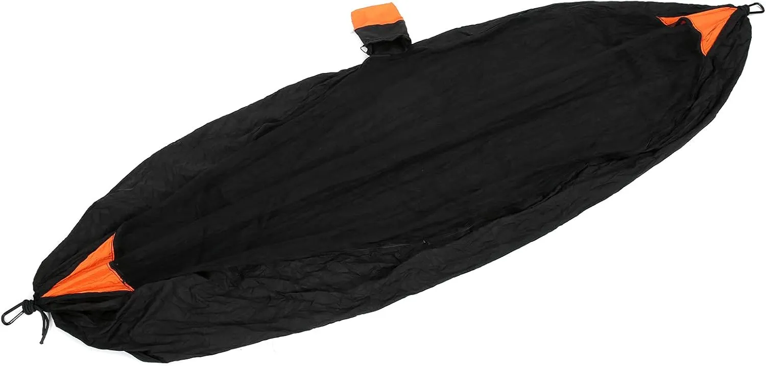 Camping Hammock with Mosquito Net,Single Hammock,Camping Hammock Lightweight, Nylon Camping Bed Net Swing 280x140cm (Black   Orange)