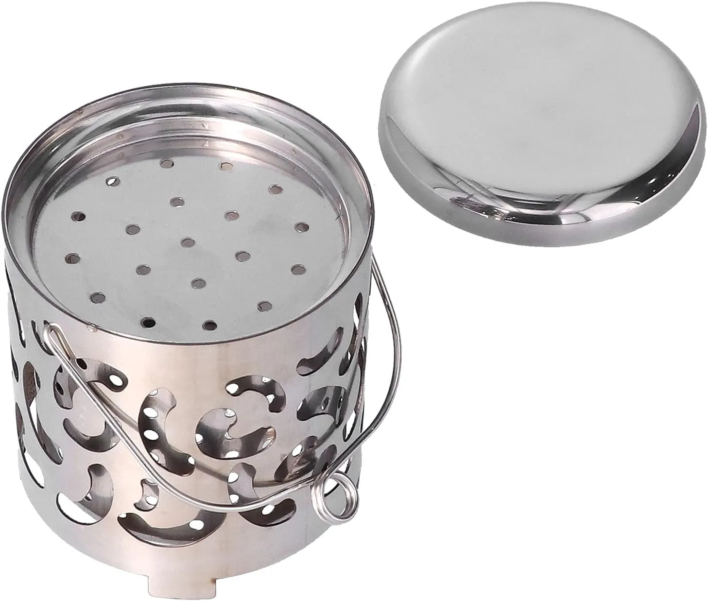 Camping Heating Cover, Stainless Steel Camping Stove Portable Camping Heater Cover Outdoor Mini Warmer Picnic Hand Warmer Cover Warming Stove Cover Heater Adaptor