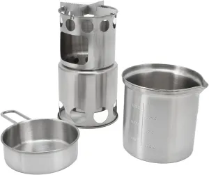 Camping Pot Set Stainless Steel Camping Cookware Kit Lightweight Hiking Cookset Portable Camping Stove Cooking Pot Set for Outdoor Backpacking