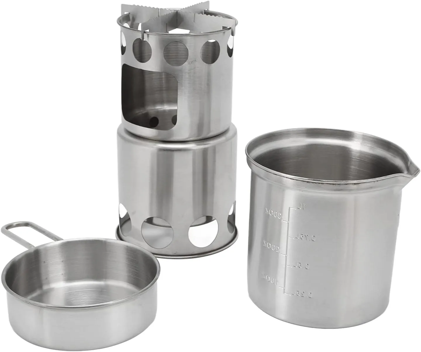 Camping Pot Set Stainless Steel Camping Cookware Kit Lightweight Hiking Cookset Portable Camping Stove Cooking Pot Set for Outdoor Backpacking