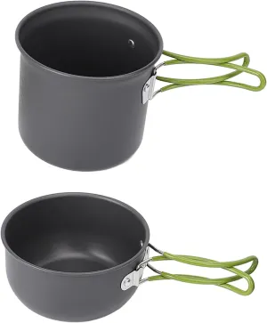 Camping Pots, Aluminum Alloy Pot Spoon Fork Kit with Carry Bag for 1 To 2 People Camping Cooking Set