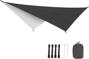 Camping Tarp,Rhombus Waterproof Tarp Tent Shade Outdoor Camping Hammock Garden Silver Coated Awning Canopy Sunshade Ultralight 340 * 260cm (Color : Black, Size : 340 * 260cm)