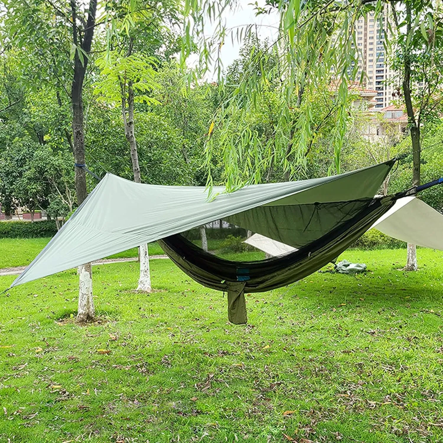 Camping Tarp,Rhombus Waterproof Tarp Tent Shade Outdoor Camping Hammock Garden Silver Coated Awning Canopy Sunshade Ultralight 340 * 260cm (Color : Black, Size : 340 * 260cm)