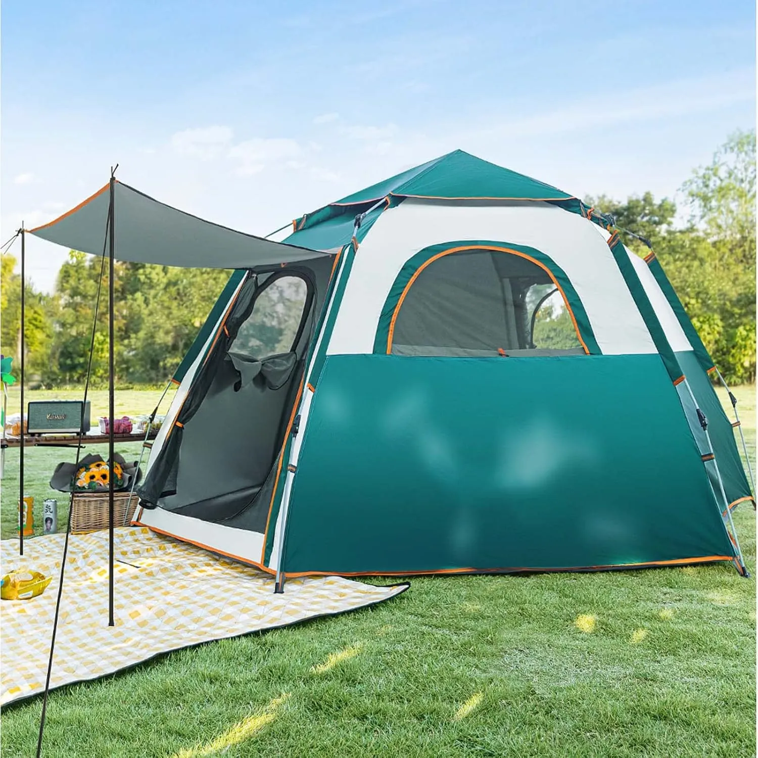 Camping Tent, Instant Pop Up Tents for Camping, Waterproof Family Tent with Carry Bag, 5/8 Person 60 Seconds Set Up Instant Cabin Tent, Windproof Tent for All Seasons