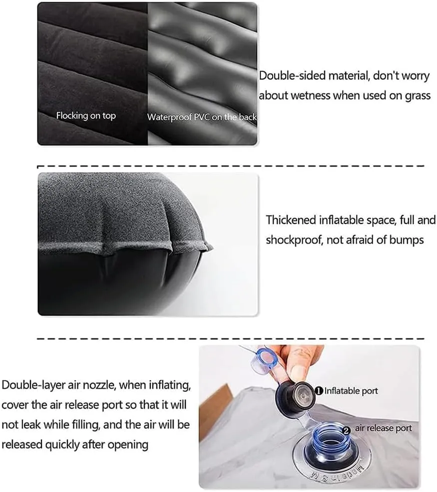 Car Inflatable Mattress for Jeep Compass 2007-2012 2013 2014 2015 2016 2017 Portable Car Air Bed Rear Trunk Camping Bed Back Seat Air Mattress Folding Air Bed Cushion,Black