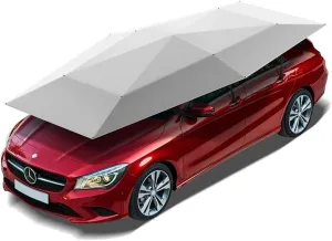 Car Tent Semi-Automatic, Portable Car Umbrella Tent Cover Movable Carport Folded Automobile Cars Protection Anti-UV, Water-Proof, Snow Wind Proof