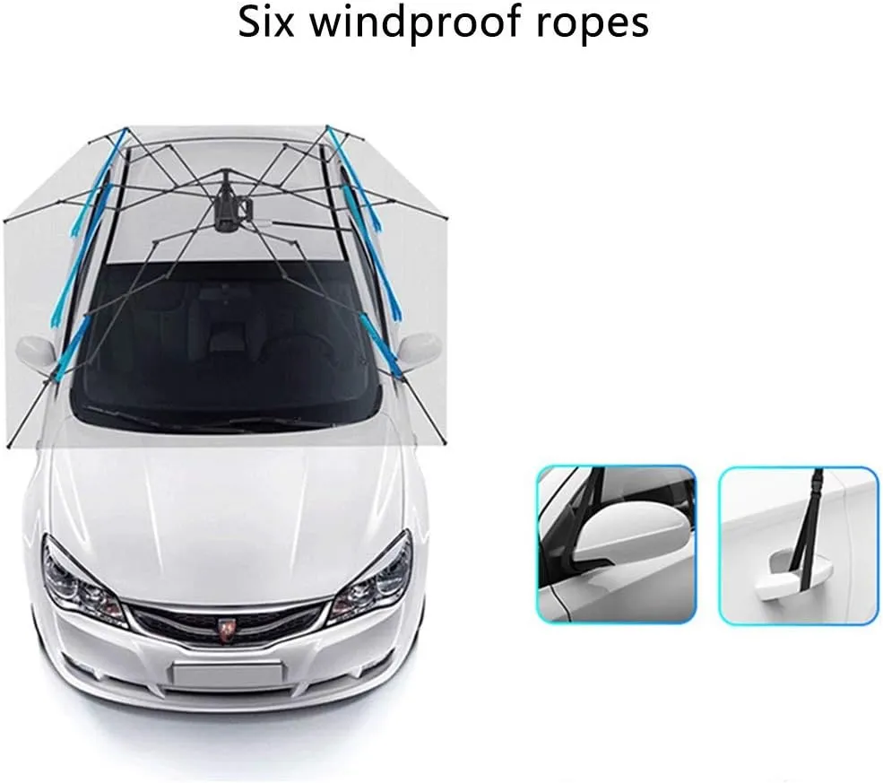 Car Tent Semi-Automatic, Portable Car Umbrella Tent Cover Movable Carport Folded Automobile Cars Protection Anti-UV, Water-Proof, Snow Wind Proof