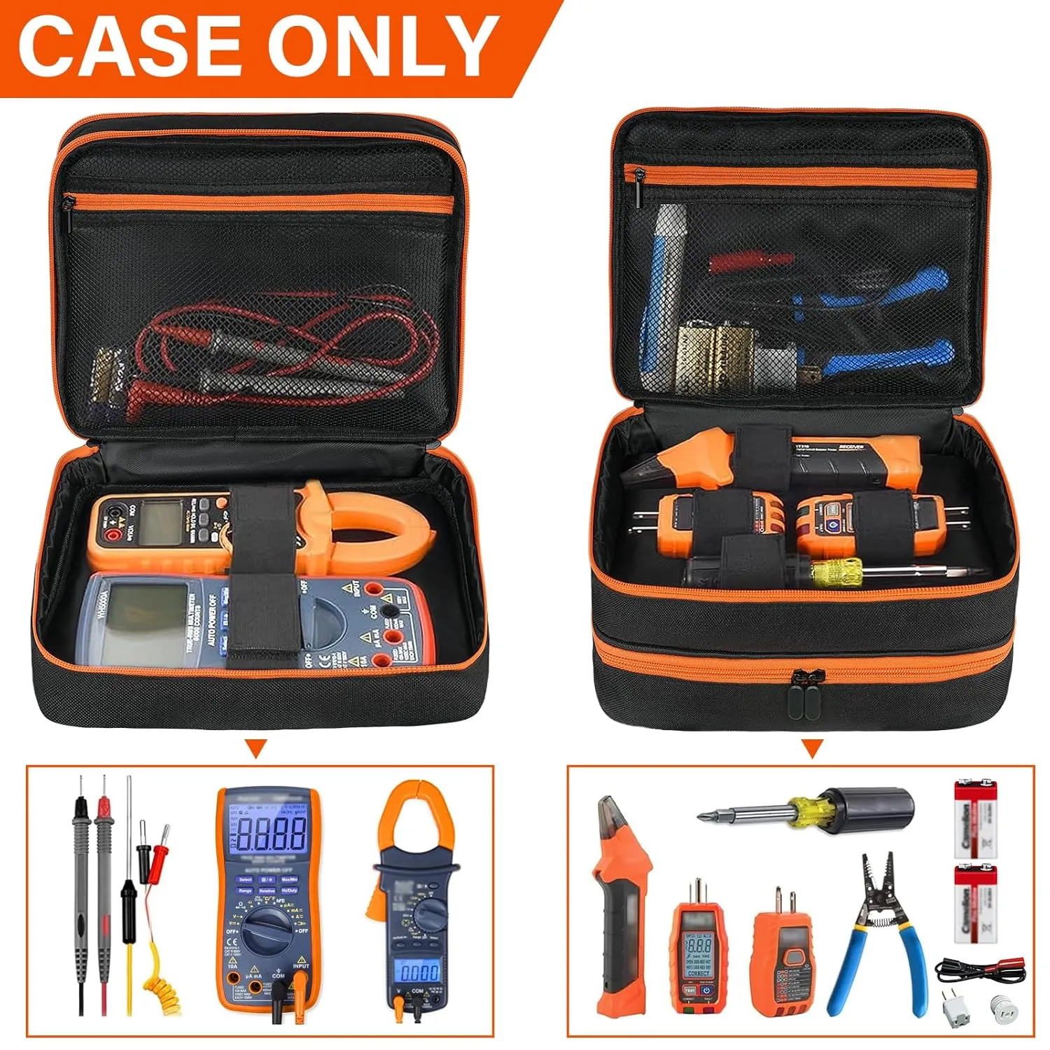 Carrying Case Compatible with Klein Tools ET310 AC Circuit Breaker Finder & RT250 GFCI Outlet Tester & Electrical Test Kit,Circuit Tester Storage Organizer Fits for Digital Multimeter,Clamp Meter