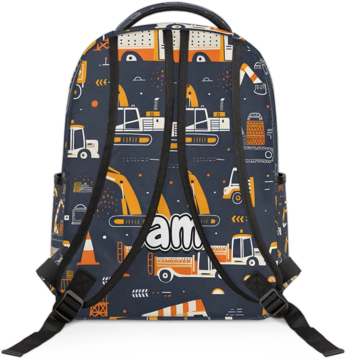 Cartoon Cute Excavator Personalized Laptop Backpack with Name Custom Shoulder Bags for Women Men Waterproof Travel Casual Daypack Laptop Bag Gifts 16.1in