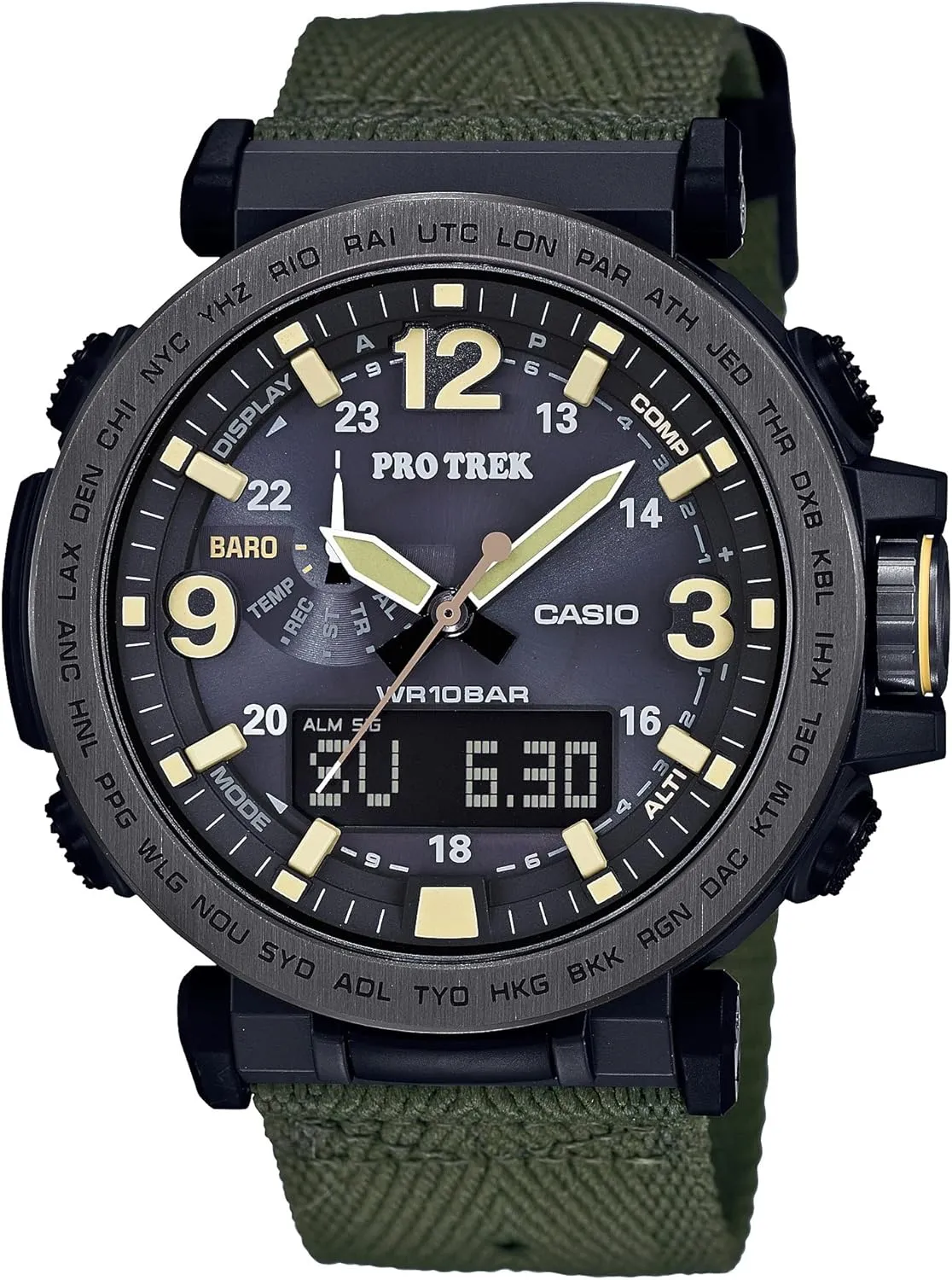 Casio PRG600 Series | Pro Trek | 100M WR | 1/100 SEC Stop Watch | Compass/Alt/Baro-Thermo | Tough Solar Power/Atomic Timekeeping | 1-100 SEC Stopwatch | Countdown Timer | World Time