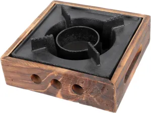 Cast Iron Portable Multi-Functional Stove, Black, 19x19x8cm, 1.8kg, 1pc, Camping, BBQ, Griddle, Dry Pot, Outdoor, Hiking, , Gas, Small Hot Pot