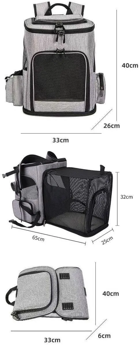 Cat Bag Portable cat Backpack Expandable Large Capacity pet Backpack Foldable Small and Medium-Sized Dog cat Travel Bag(Black)