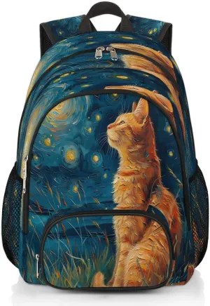 Cat Themed Backpack for Women Men Laptop Backpack Work Bag Travel Hiking Camping Casual Daypack