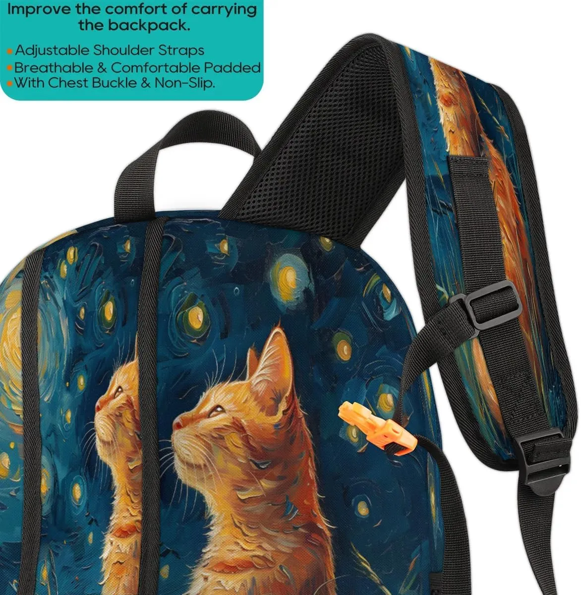 Cat Themed Backpack for Women Men Laptop Backpack Work Bag Travel Hiking Camping Casual Daypack