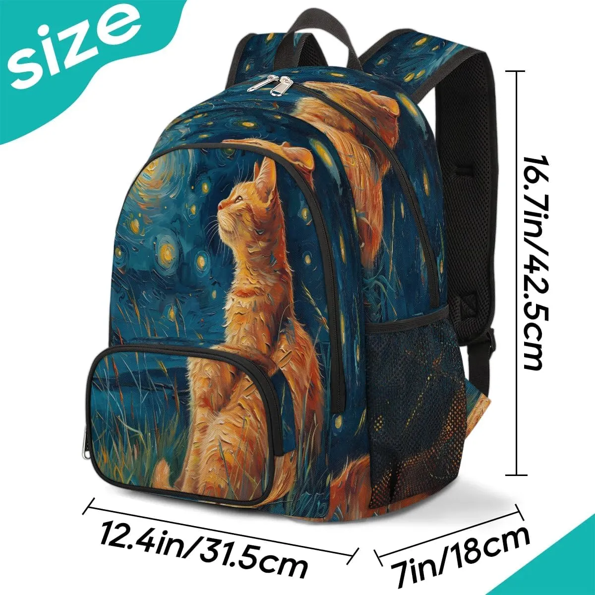 Cat Themed Backpack for Women Men Laptop Backpack Work Bag Travel Hiking Camping Casual Daypack