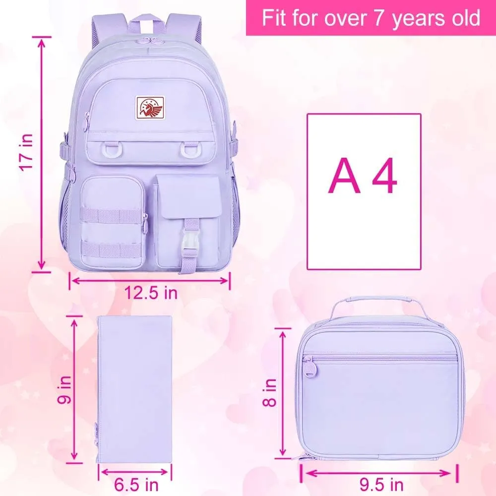 CCJPX Girls Backpack, 16 inch School Laptop Bag College Bookbag, Anti Theft Daypack for Teens Girls Students Women