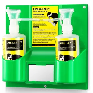 CGOLDENWALL Portable Eye Wash Station Wall Mounted Eyewash Station Emergency Eye Wash Kit, 16.09oz per Eyewash Bottle, No Eyewash Solution, with a Free Eyewash Sign