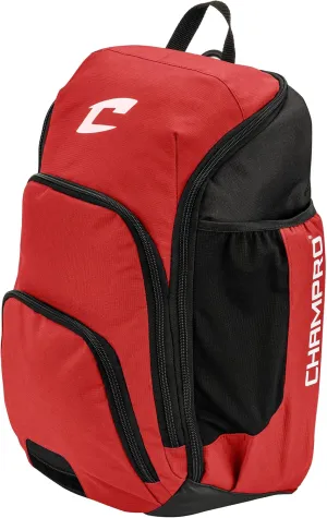 Champro Seige Backpack, Scarlet, 18" H x 12" W x 8" D