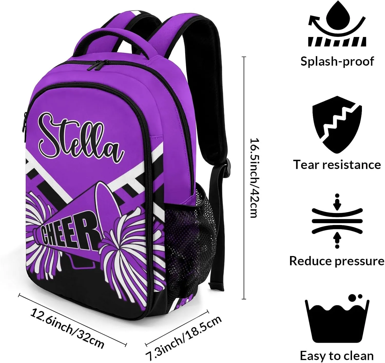 Cheerleaders Cheer Purple School Backpack Laptop Bag for Man Woman Gift