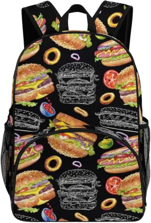 Cheese And Burgers Pattern Backpack for Worker Teacher Business Hiking Travel Bag Shoulders Bag