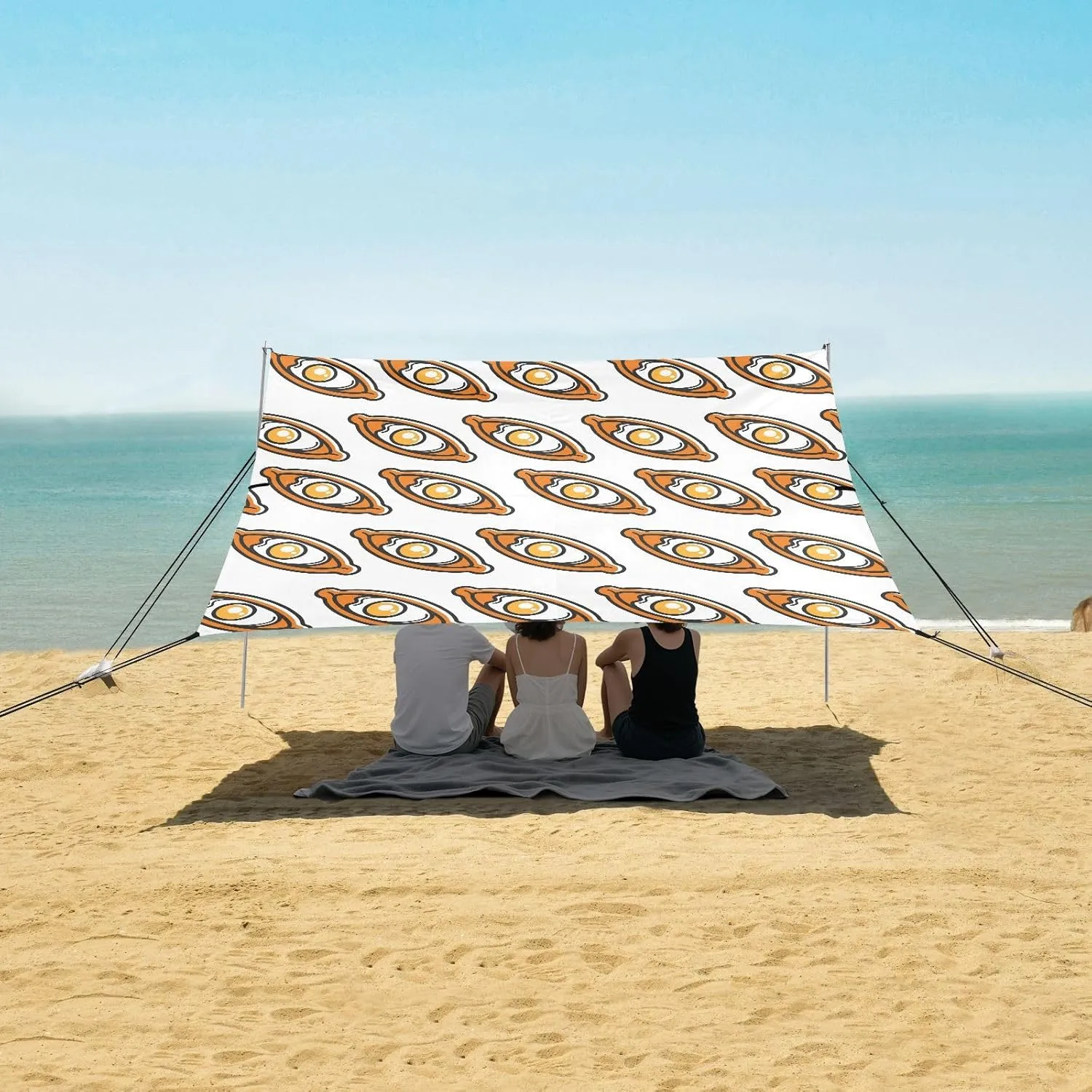 Cheese Egg Beach Canopy Tent Anti-UV & Wind Resistant, Cuisine Camping Sun Shelter Easy Setup Portable,Outdoor Shade Tents with Sandbags,Sand Shovels,Ground Pegs & Stability Poles