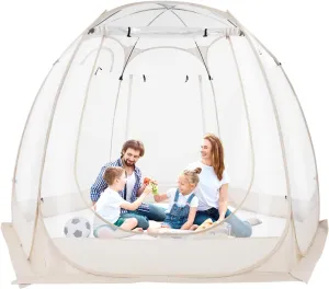Clear Tent with Pop-Up Tent Design, Garden Courtyard Tent with Practical Hooks and Tent Storage Bag, Freestanding Camping Tent for Lawns, Gardens, Backyards, Beaches, Outdoor Travel