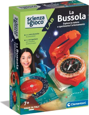 Clementoni Spiel Lab Orientation - Scientific Laboratory 7 Years, Experiments of Science, Magnetism, Compass Children to Assemble, in Italian, Made in Italy, Multi-Colour, 19376