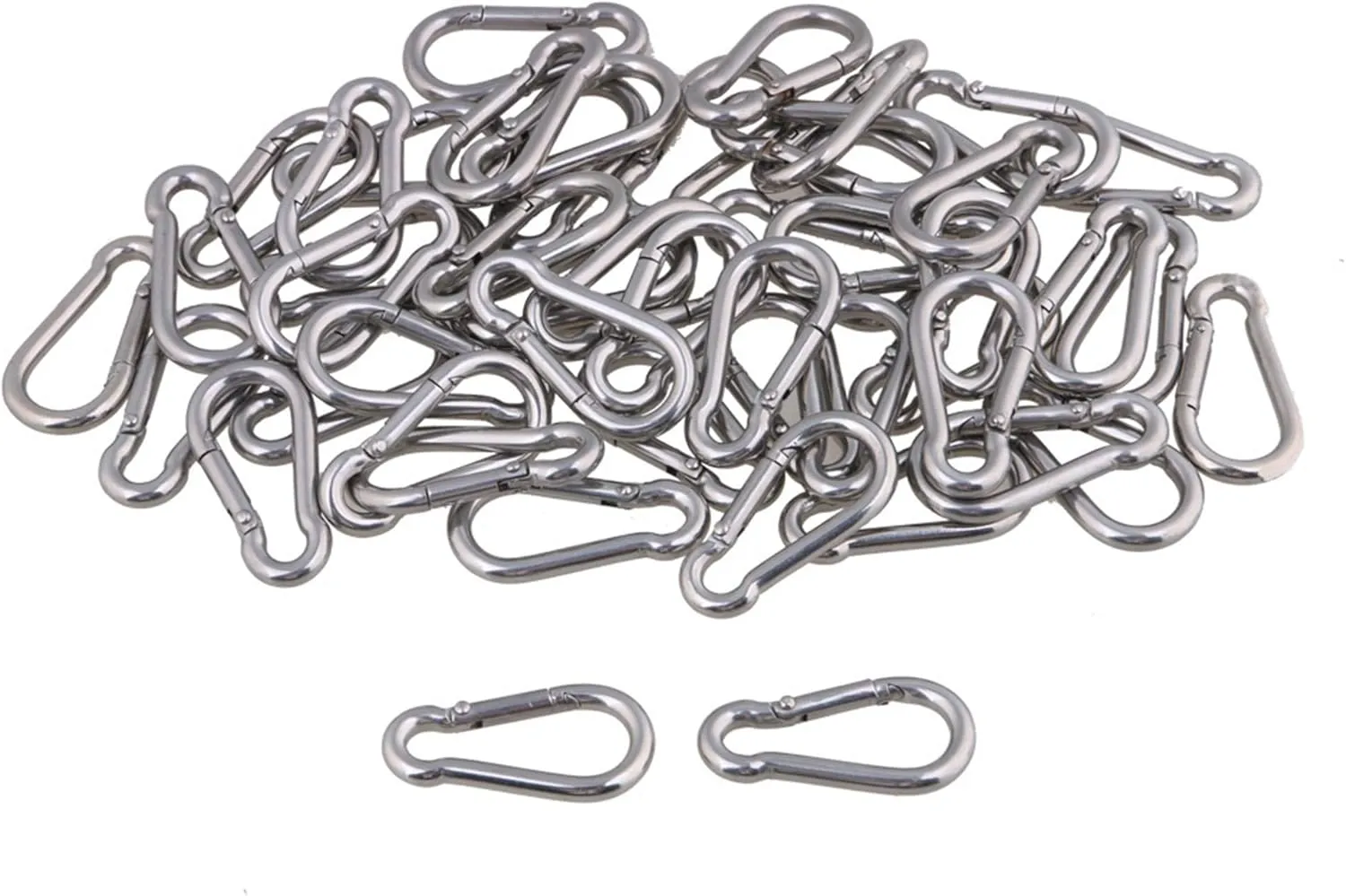 CNBTR Spring Snap Hook M4 40mm 304 Quick Link Ring Stainless Steel Multifunctional Pack of 50