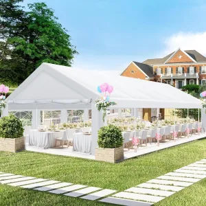 COBIZI 16x32 Party Tent Heavy Duty, Tents for Parties with 6 Removable Sidewalls & 4 Built-in Sandbag, Commercial Wedding Large Tent, UV 50 , Waterproof, White1