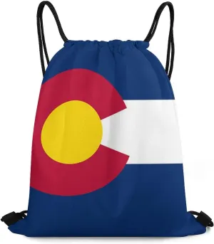 Colorado State Flag Drawstring Backpack Sports Gym Sackpack Water Resistant String Bag for Women Men