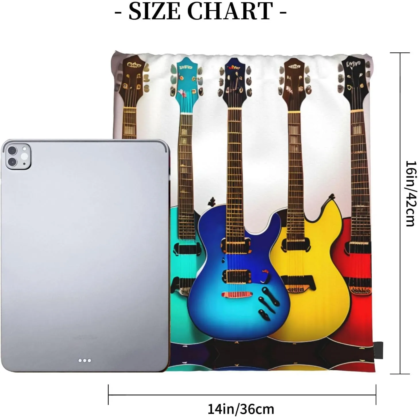 Colorful Guitars Print Sports Drawstring Backpack,Water Resistant Bag, Gym Backpack for Women Men
