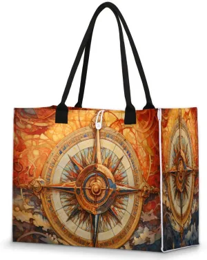 Colors Eternal Compass Large Tote Bag for Women Travel Shoulder Weekender Hobo Bag Waterproof with Compartments for Work, School, Shopping, Gym, Nurse Bags, Teacher HandBag Purse Laptop Tote Bag