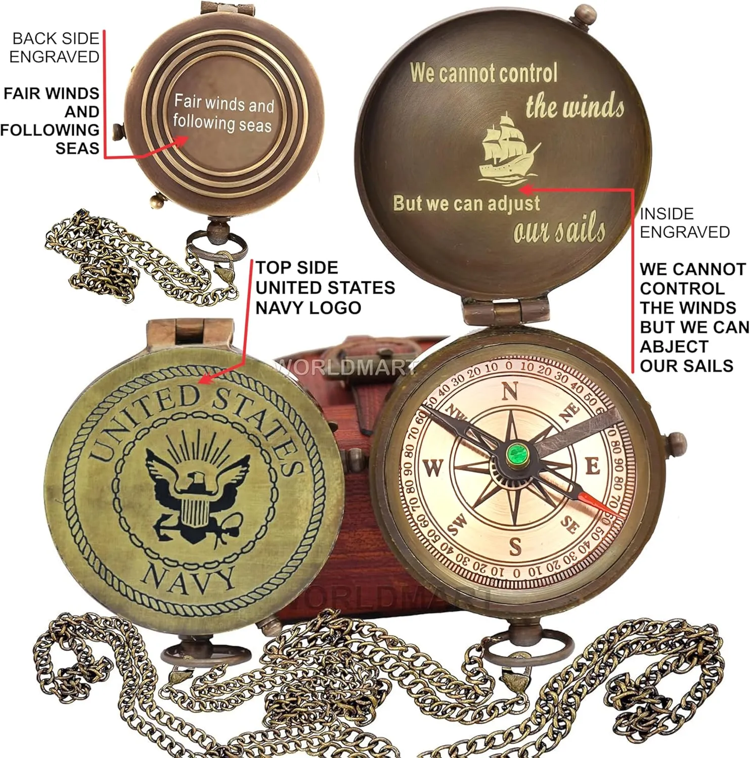 Compass - Gift for Army, Navy, Marine Corps, Baptism, Easter, Birthday, Fathers Day, Graduation, Wedding