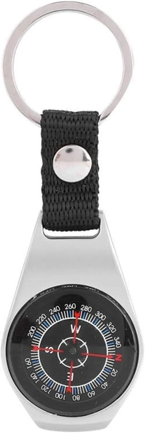 Compass Handheld Compass Key Chain Guide Navigation Zinc Alloy Hanging Ring Compass Outdoor Camping Pocket Survival Tool
