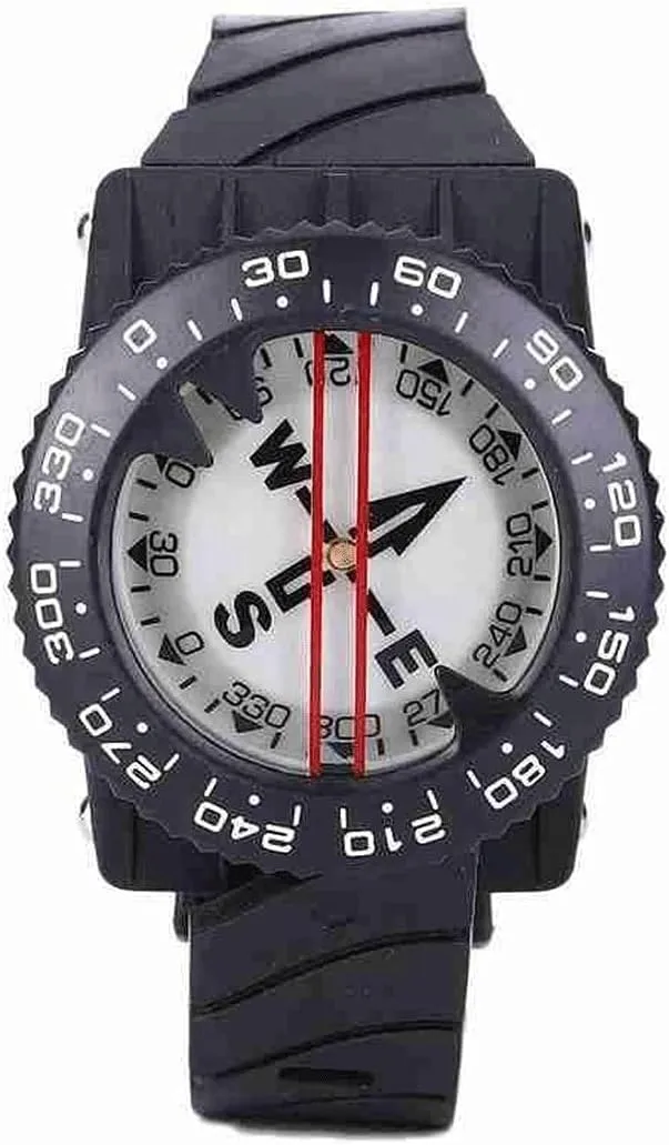 Compass Hiking, 50m Waterproof Diving Compass Underwater Caving Camping Compass with Wristband Diving Scuba Watchband Fluorescent Dial Compass