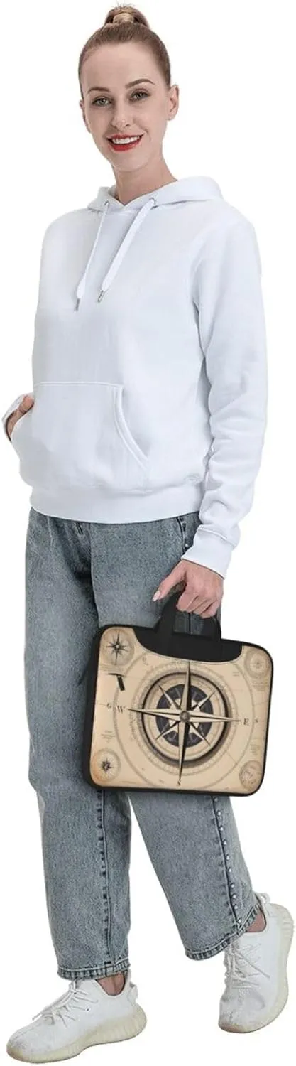compass navigation pattern Fashionable and ultra-thin shoulder laptop bag Shockproof soft lining