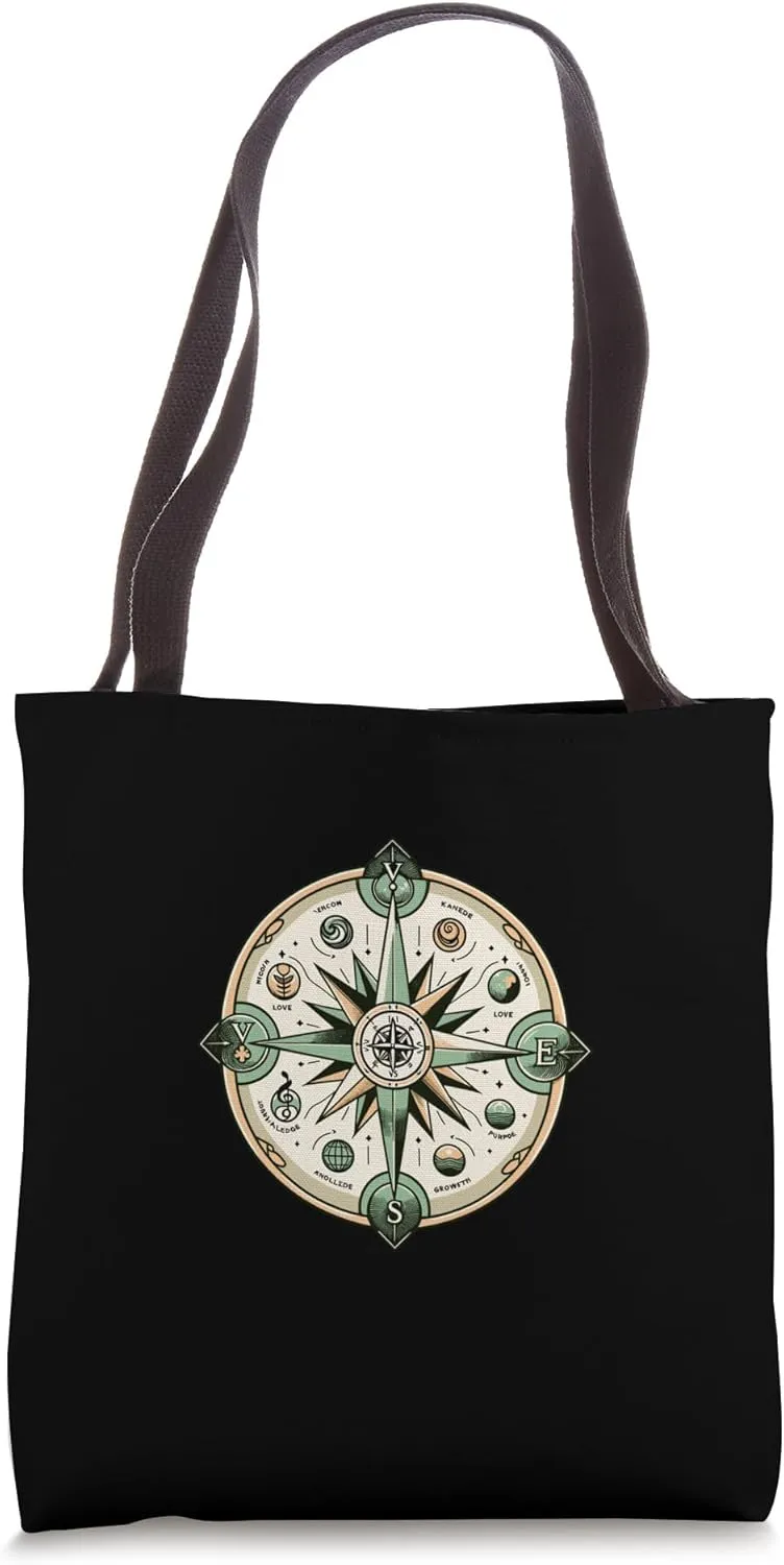 Compass Rose Camping Sailing Hiking Guide Outdoor Lover Tote Bag