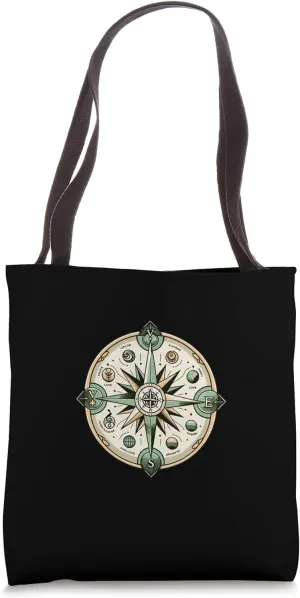 Compass Rose Camping Sailing Hiking Guide Outdoor Lover Tote Bag